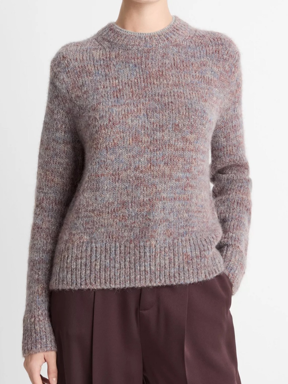 Vince Marled Crew Neck Sweater in Cognac Combo